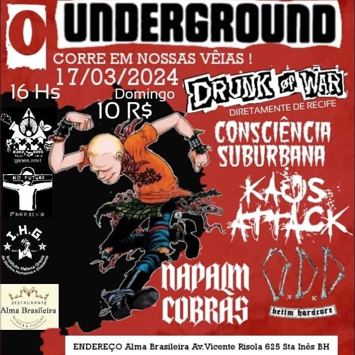 Flyer: O Underground · Alma Brasileira · Sta. Inês, Belo Horizonte/MG · 2024
