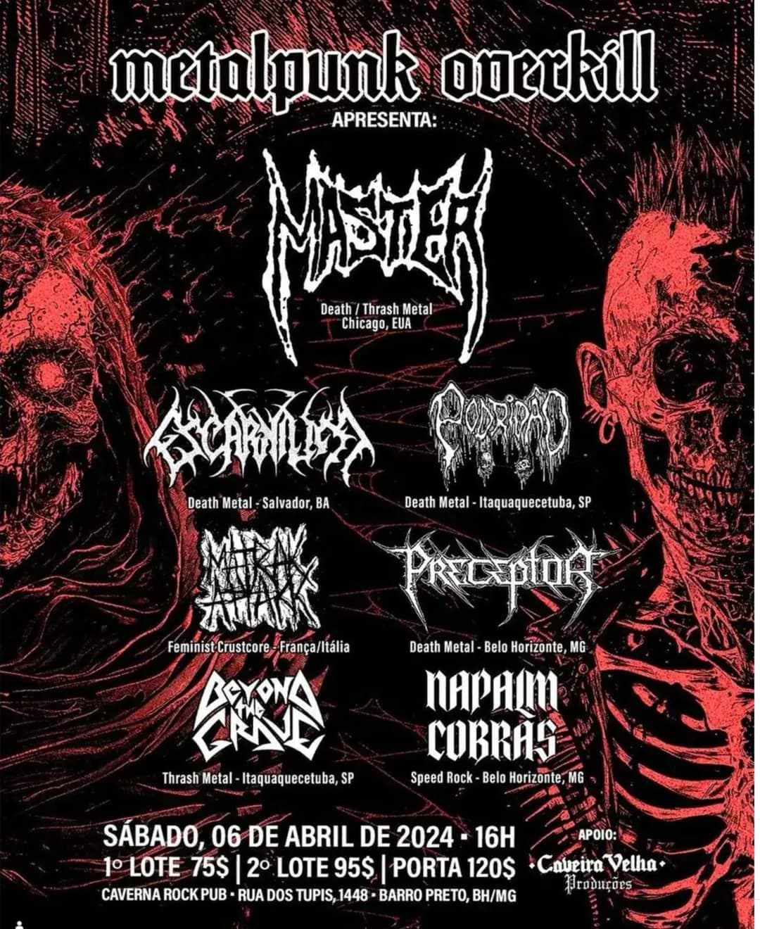 Flyer: Metalpunk Overkill · Master · Caverna Rock Pub · Barro Preto, Belo Horizonte/MG · 2024