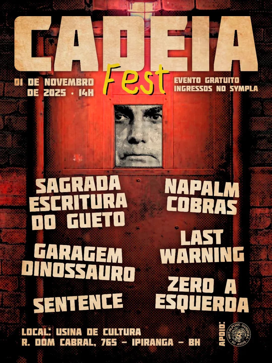 Flyer: Cadeia Fest · Usina de Cultura · Ipiranga, Belo Horizonte/MG · 2025